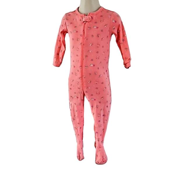 The Children's Place Girls Footed Sleeper Pajamas – Pink, Size 18M, Long Sleeve - Picture 3 of 6